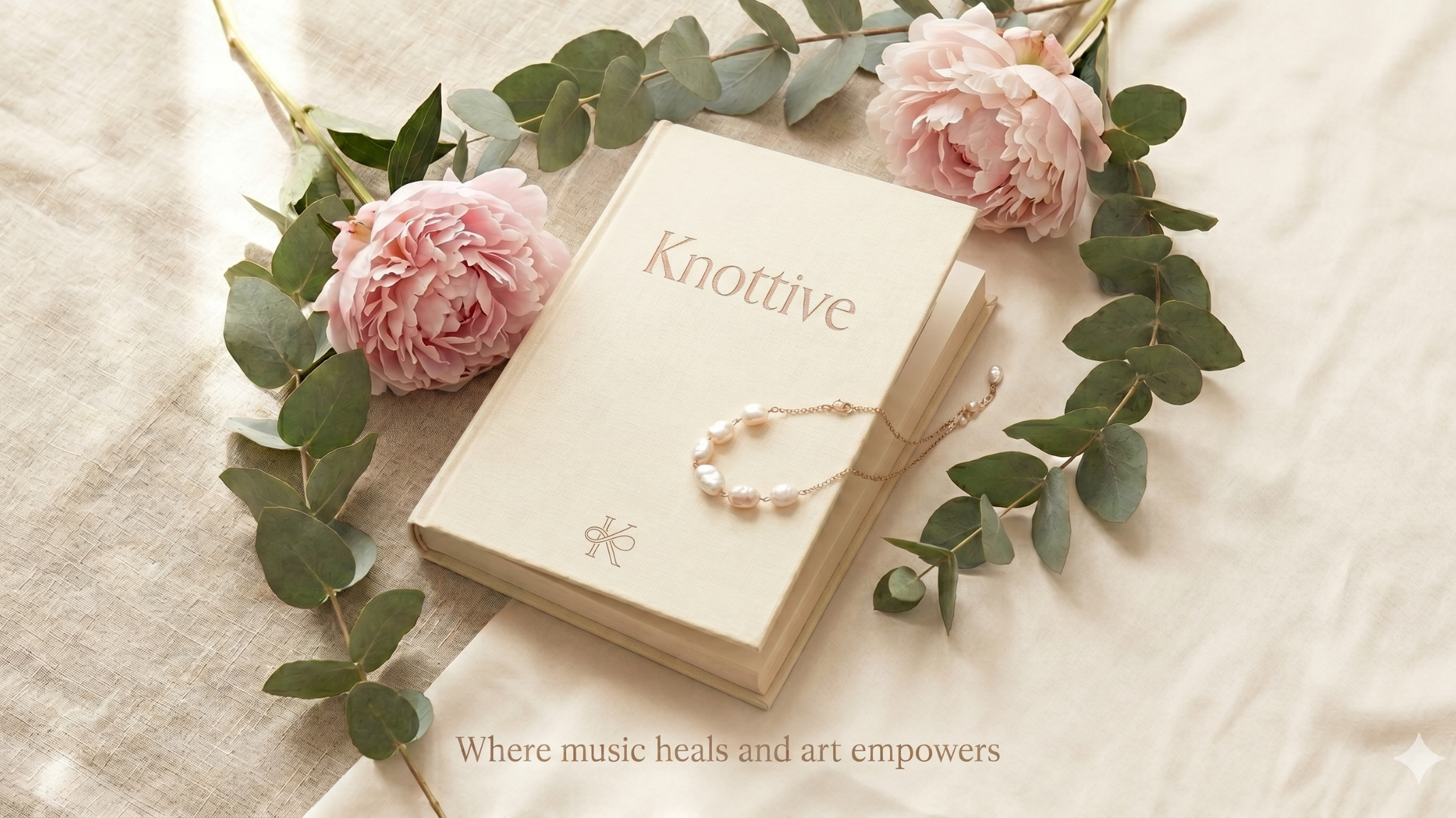 Knottive book, peony and eucalyptus